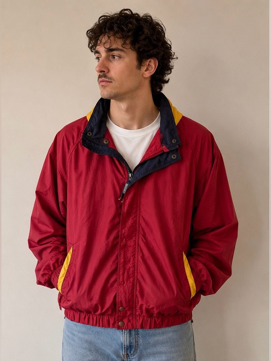 Northern Elements Other - Vintage Northern Elements Windbreaker Jacket Men’s Medium Red Yellow Hooded